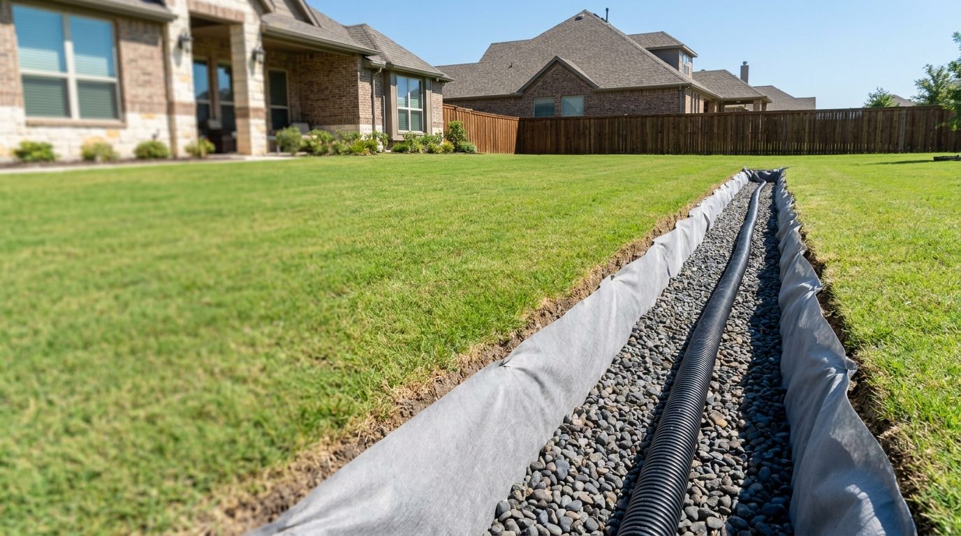 French drain and yard drainage work in Leander